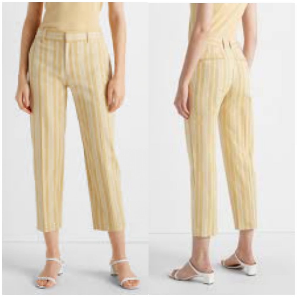 Club Monaco Yellow Striped Cropped Pants